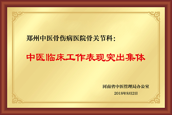 郑州中医骨伤病医院骨关节科：中医临床工作表现突出集体